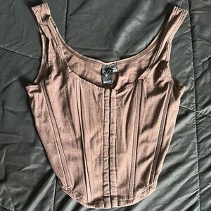 Windsor Brown Fitted Ribbed Bustier Camisole
